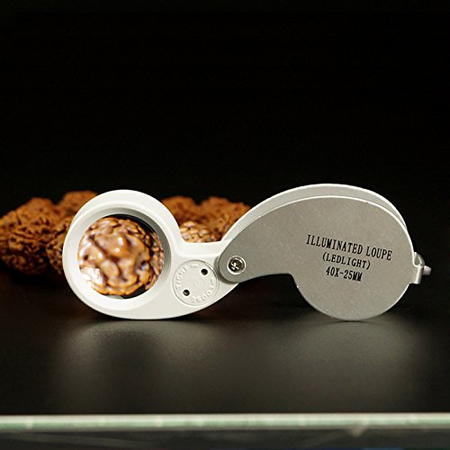 Preisvergleich Produktbild szwanju 40X beleuchtete Juweliere Augenlupe LED Beleuchtung Taschenlupe