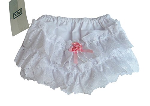 Baby Girls Frilly Pants Frill Back Knickers Nappy Cover Knickers Christenings and Weddings Sizes 0-18 Months (Large 12-18 Months)