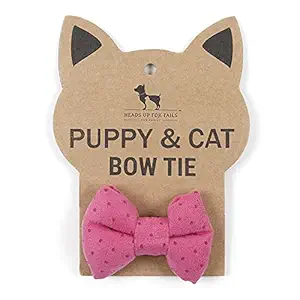 Heads Up For Tails Polka Dot Detachable Cat/Puppy Bow Tie - Pink