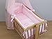 9 Piece Crib Baby Bedding Set 90x40cm Fits Swinging / Rocking Cradle (Hearts Pink)
