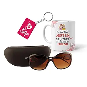 L.O.F. Lords of Fashion Raksha Bandhan| Rakhi Gift Combo ( White Mug,Key Chain, Sunglass )_LOF20-MUG13-K1-SGV-6110