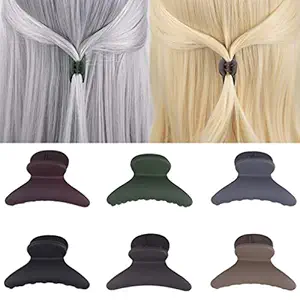 DEEKA 6 PCS Hair Claw Clips 1.5 Inch Jaw Clips Resin Plastic Non Slip Hair Accessories Fashion Stylish Hair Grips for Women