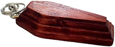 Coffin-shape cherry tree-colored wooden keychain. Coffins like talisman, amulet