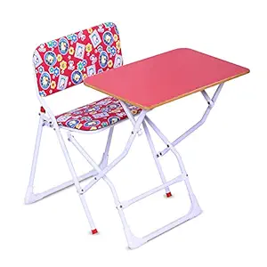 GettBoles Multipurpose Fold-able Kids Study Table Chair Set with Padded Chair ( Engineered Wood,Red )