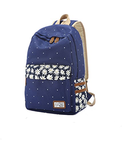 Canvas Backpack Vintage printing Sweet Women's and Girl's Backpack School Bag Travel Bag/ Casual Daypack for 14"-15" Laptop PC