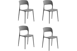 Display Guru Set Of 4 Modern Style indoor outdoor Modern Retro Dining Garden Stackable Chairs (Grey)