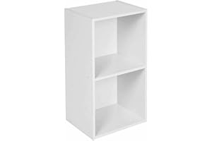 URBNLIVING Tier Wooden Bookcase Shelving Display Storage Shelf Unit Wood Shelves (White, 2 Shelf)