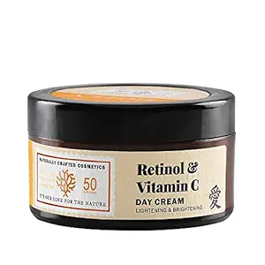 SHIZEN bio-cosmetics by nature Retinol & Vitamin C Day Cream| Anti-Aging Face Moisturizer For Bright, Young Looking Skin| All Skin Types| 100% Organic (50 gm)