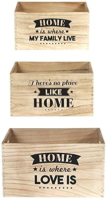 THE HOME DECO FACTORY HD3906 Cagettes Moyen Modèle Bois Marron 40 x 31 x 22 cm 3 pièces