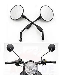 SGTB Heavy Quality Round Shape Handle Mirrors for Royal Enfield All Model Bikes (Pair of 2, Black)