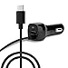 Price comparison product image Kit Me Out CE Certified Micro USB Type C [2.4A Amp Fast Charge] In Car Charger Compatible With Samsung Galaxy A40 Coiled Cable USB C Car Charger Adapter With Extra USB Port; 1 Metre 1M Black
