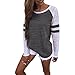Produktbild Sweatshirt T-shirt,Dasongff Mode Damen Langarm Gestreift Strick Spleiß-Blusen Oberseiten Langshirt T-Shirt Oberteil Tops (XL, Dunkelgrau)