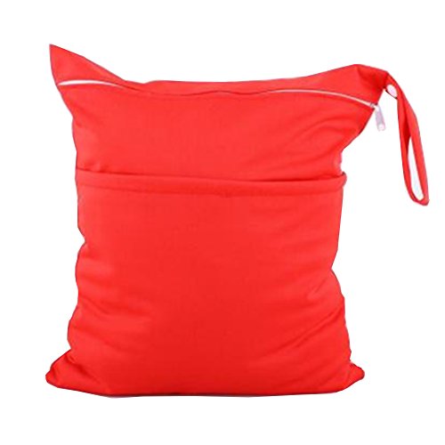 NovoGifts 2PCS/Pack Large Baby Travel Wet and Dry Cloth Diaper Organizer Bag Waterproof Washable Reusable 14x11.5"