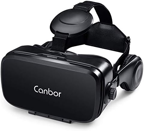 Canbor VR Headset, VR Goggles Virtual Reality Headset 3D Glasses with HD Stereo Headphones for 3D Movies and Games Compatible with 4.7-6.2 Inches Apple iPhone, Samsung HTC More Smartphones