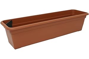 MePla Jardinière de balcon avec réservoir d'eau, 100 cm, terre cuite, jardinière résistante aux intempéries, en plastique résistant aux UV