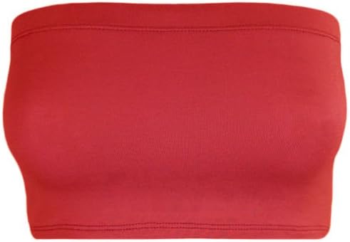 Ladies Plain Boob Tube Bra Ladies Bandeau Crop Bra (S/M (UK 8/10), Red)