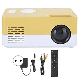 1080P Projector, Full High Definition LED Mini Projector, Smart Home Cinema Projector Yellow White, Compatible with iOS/Android/TV Stick/PS4/XBOX/PC, Supports 1920X1080 Resolution(EU)