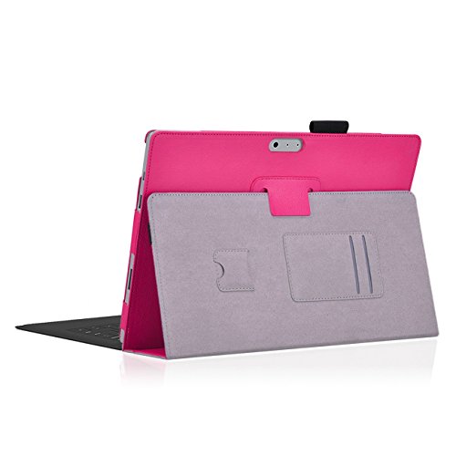 Microsoft Surface Pro 4 Cover Tasche mit praktischer Stand Funktion Case aus robustem Kunstleder und zusätzlicher Displayschutz Folie kombiniert Schutz und Design für Ihr Microsoft Surface Pro 4 Hülle Case in Pink von UC Express® - 4