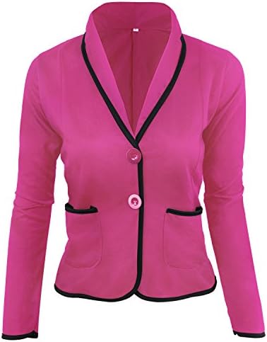 DSNOW Classic Blazer for Women with Plus Size Jacket Coat Outwear Rose Red 5XL