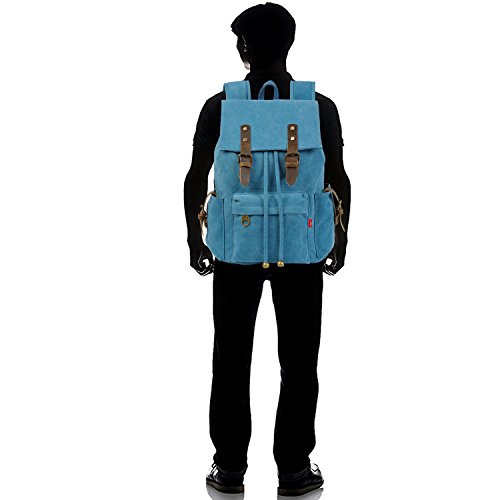 FANDARE Retro Laptop Notebook Rucksack Geeignet für bis zu 16 Zoll Damen Herren Schulrucksack für die Schule Wandern Daypack Leinwand - 2