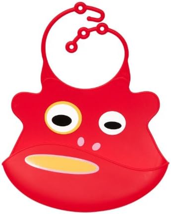 Bibs soft silicone baby and toddler bib with crumb catcher-Red
