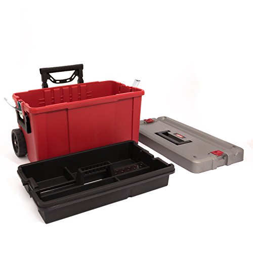 Keter Werkzeugkasten 25″ Hawk Karre rot grau Werkzeugkoffer Trolley Rollen - 4