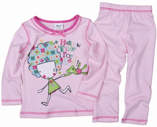Girls Pink 'Hurrah Time For Bed' Long Leg Pyjamas - 12-18 Months