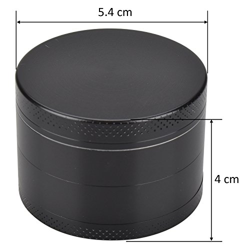 eLander Premium Aluminium Kräuter Mühle – Ø55mm, 4-teiliges Set für getrockneten Tabak, Kräuter, Gewürze, Kräutermühle, mit Pollensieb und Spate - 5