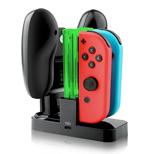 Preisvergleich Produktbild Hycarus Nintendo Switch Ladegerät, Nintendo Switch Joy Con Ladegerät und multifunktionaler Portable Bunter Ladestation Dock für Nintendo Switch Pro Controller, Ladegerät für Nintendo Switch Zubehör