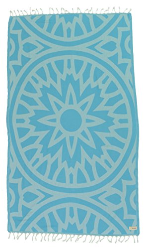 DESIGNER KOLLEKTION – Bersuse GOTS-Zertifiziert 100% Bio Baumwolle – Flamenco Türkisches Handtuch Peshtemal – Badestrand Fouta Pestemal – 95X175 cm, Aqua Blau - 5