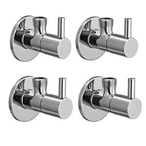 Supreme Bazaar Turbo Brass Disk Angle Valves for Bathroom Angle Cock for Wash Basin Stainless Steel Angle Valves with Flange Set of 4