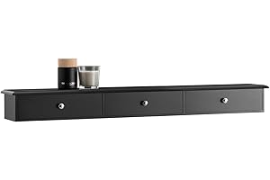 SoBuy Estante Flotante con 3 Cajones - Baldas Pared, Estantería Moderna para Entrada, Sala y Dormitorio - Negro 94x15x10cm FRG43-L-SCH