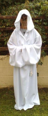 65" Length White Polyester Robe Adult Size With Waist-Tie - Pagan/Jedi/Wizard/LARP