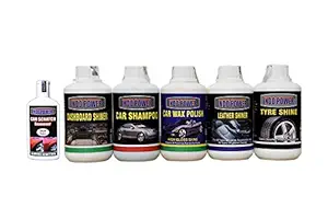 INDOPOWER Combo of Car Wax Polish 250ml, Dashboard Shiner 250ml, Tyre Shiner 250ml, Leather Shiner 250ml, Car Shampoo 250ml and Scratch Remover 100 g(Combo of 6)