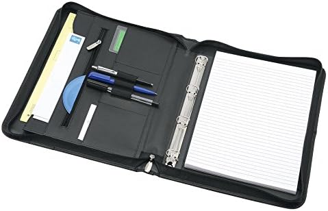 5 Star Elite Organiser with Detachable Ring Binder Leather Zipped 4 Ring Capacity 20mm A4 Black