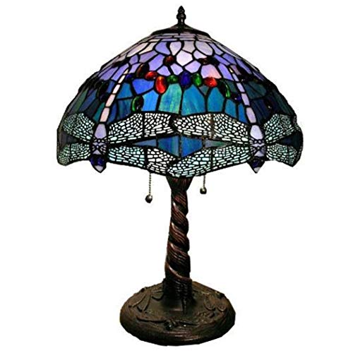 Preisvergleich Produktbild 12 Zoll Tiffany-Art-Libellen-Tischlampe, Glasmalerei-Nachttischlampen, Retro Wohnzimmer-Schlafzimmer-Dekorations-S... E27, MAX40W