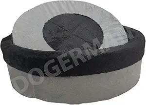 Dogerman Reversible Round Dual Grey Black Fur with Foam Cushion Bed for Dogs & Cats (Medium, Grey-Black)