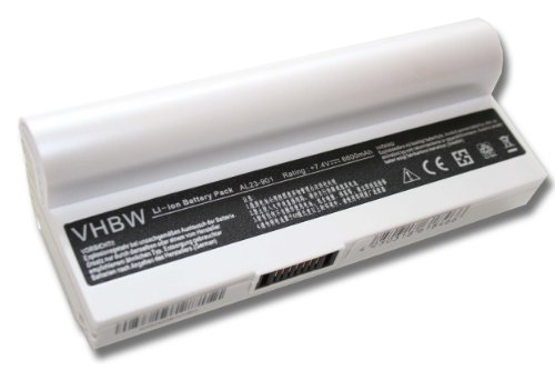 vhbw Li-Ion Akku 6600mAh weiss für Asus Eee PC 901, 904, 904hd, Eee PC 904HA-BLK018X wie AP22-1000, AL23-901, AL24-1000, AL22-901, PL23-901, u.a.