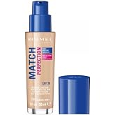 Rimmel London Match Perfection Long-Lasting Liquid Foundation, Hydrating Formula with Smart Tone Technology and SPF 20 Formul
