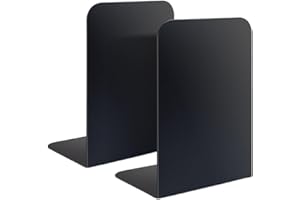 ‎QUIXOTICAL Quixotical Pack of 2 Bookends, Bookends, Metal, Black, 21 x 9 x 13.5 cm, Book Holder, Bookstand, Non-Slip, Book Stand, Bookends, for School