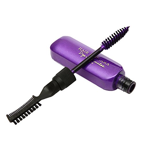 Vococal® Temporäre Sofortige Haare Färben Haar Colorationen – Highlights Streifen Mascara Creme Wimperntusche Haarfarben Haartönungen, Lila - 2