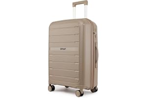 Fly Kite Luggage 28 Inch Large Suitcase 100% Polypropylene Hard Shell with Aluminium Trolley Handle, Real TSA Secure Lock 3 Digit, 360° Smooth Wheels Lightweight Suitcase|Khaki