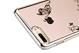 FESELE Crystal Hart Schutzhülle für [iPhone 7 Plus] Überzug Gold Luxus Bling Kristall Strass Diamant Glänzend Glitzer Schmetterling Durchsichtig Hülle Transparent Plating Case Kunststoff Hart PC Clear Handyhülle für iPhone 7 Plus + Blau Eingabestift Stylus Touch Pen-Überzug Gold,Schmetterling - 5