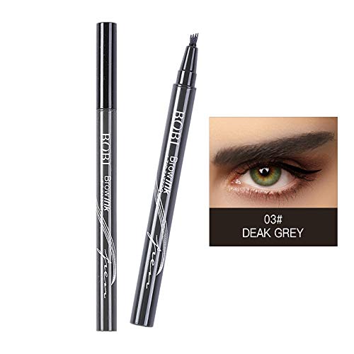 Lamavido - Bolígrafo para cejas de tatuaje, tinta de gel, resistente al agua, con cuatro puntas, 3 colores, gel para cejas de larga duración y crema de tinte para maquillaje de ojos de larga duración
