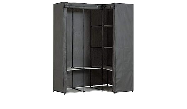 Pegane Armoire Dangle Metal Et Tissu Gris Dim L 131 X P 87 5 X H 169 Cm Bazis Az