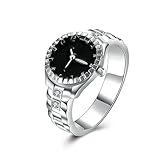 Adisaer Edelstahlring Damen Ringe Schwarz Titanring Edelstahl Damen Ring Silber Armbanduhr Form Schwarz Größe 52 (16.6) Trauung Süß Ring Für Damen