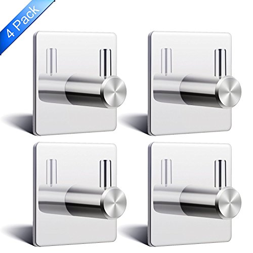 Preisvergleich Produktbild Mixoo jkllhome01 Handtuchhaken Selbstklebend Edelstahl Wasserdicht Wand Haken für Badezimmer, Küche, Kleiderschrank, 4 Stücke