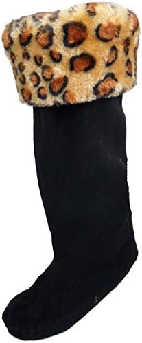 Faux Fur Trim Fleece Wellie / Wellington Boot / Welly Warmers / Liners / Socks (UK 6 - 8 (Eu 39 - 42), Gold)