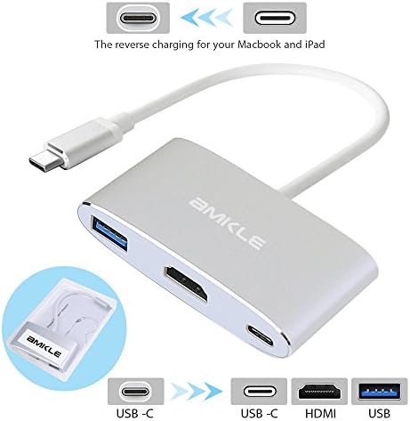 USB Type C Adapter Hub, Type C to USB 3.0/HDMI/USB-C Female Dongle Splitter for MacBook 2016/2017 and Other Type-C Devices