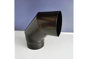 STOVEMAESTRO 6" inch x 90 Degree Stove Flue Pipe Elbow, Satin matt Black vitreous Finish